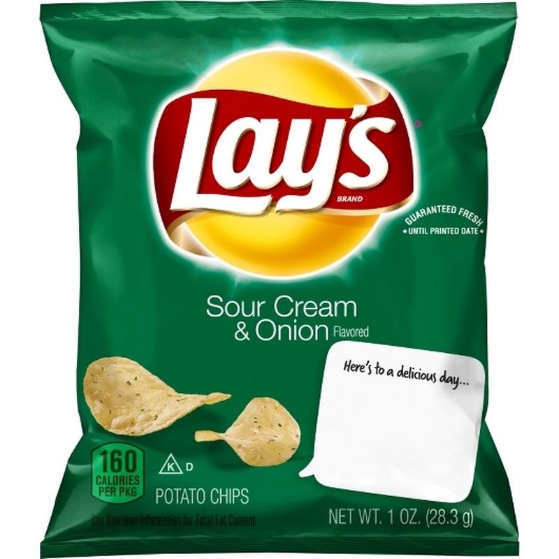 Lays Sour Cream & Onion Potato Chips, 1 Ounce, 104 Per Case